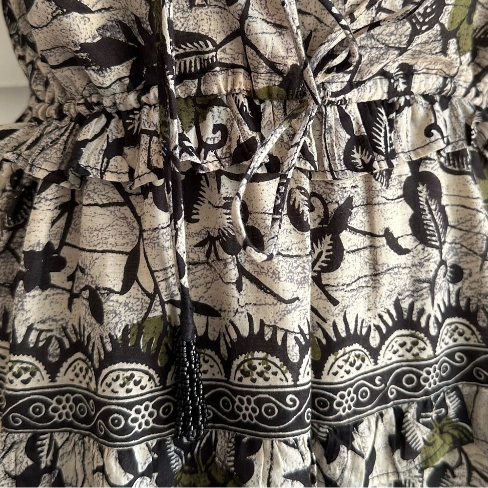 Caroline Constas Cotton Floral Print Tiered Midi Dress size M - Picture 6 of 10
